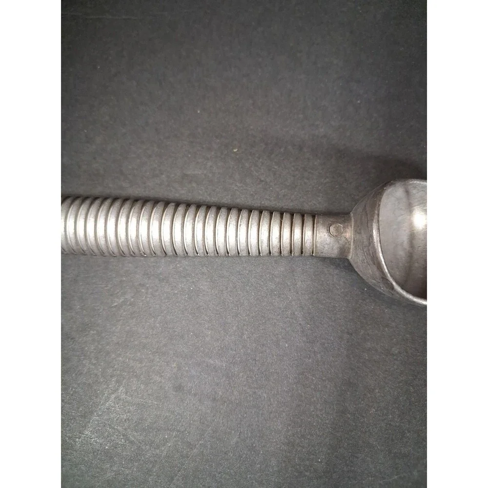Vintage Aluminum Ice Cream Scoop Ribbed Handle Metal Kitchenware Retro